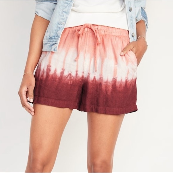 Old Navy Pants - Old Navy Raspberry Dip-dye Linen Blend Shorts Size XL